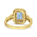 Art Deco Emerald Cut Halo Bridal Ring