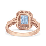 Art Deco Emerald Cut Halo Bridal Ring