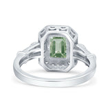 Art Deco Emerald Cut Halo Bridal Ring