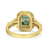 Art Deco Emerald Cut Halo Bridal Ring