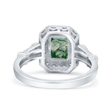 Art Deco Emerald Cut Halo Bridal Ring