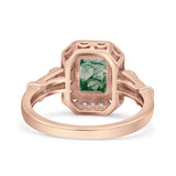 Art Deco Emerald Cut Halo Bridal Ring