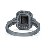 Art Deco Emerald Cut Halo Bridal Ring