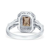 Art Deco Emerald Cut Halo Bridal Ring