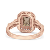 Art Deco Emerald Cut Halo Bridal Ring