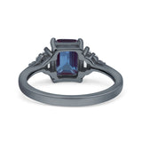 Three Stone Emerald Cut Trellis Ring