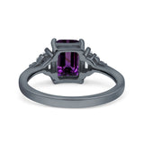 Three Stone Emerald Cut Trellis Ring