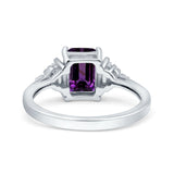 Three Stone Emerald Cut Trellis Ring