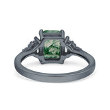 Three Stone Emerald Cut Trellis Ring