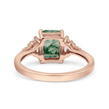 Three Stone Emerald Cut Trellis Ring