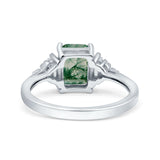 Three Stone Emerald Cut Trellis Ring