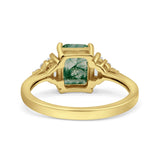 Three Stone Emerald Cut Trellis Ring