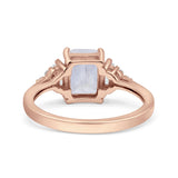 Three Stone Emerald Cut Trellis Ring