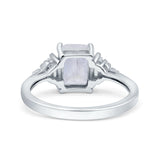 Three Stone Emerald Cut Trellis Ring