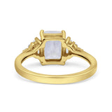 Three Stone Emerald Cut Trellis Ring