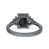 Three Stone Emerald Cut Trellis Ring