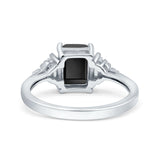 Three Stone Emerald Cut Trellis Ring