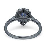 Art Deco Pear Teardrop Halo Ring 