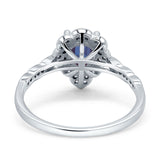 Art Deco Pear Teardrop Halo Ring 