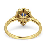 Art Deco Pear Teardrop Halo Ring 