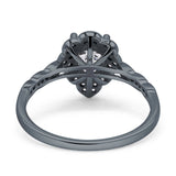 Art Deco Pear Teardrop Halo Ring 
