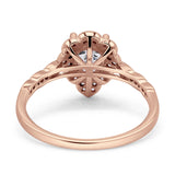 Art Deco Pear Teardrop Halo Ring 