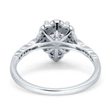 Art Deco Pear Teardrop Halo Ring 