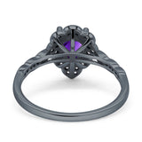 Art Deco Pear Teardrop Halo Ring 