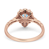 Art Deco Pear Teardrop Halo Ring 