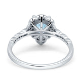 Art Deco Pear Teardrop Halo Ring 