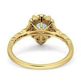 Art Deco Pear Teardrop Halo Ring 