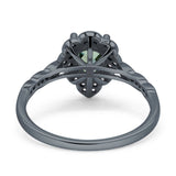 Art Deco Pear Teardrop Halo Ring 