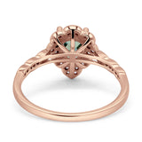 Art Deco Pear Teardrop Halo Ring 