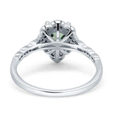 Art Deco Pear Teardrop Halo Ring 