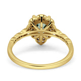 Art Deco Pear Teardrop Halo Ring 