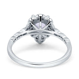 Art Deco Pear Teardrop Halo Ring 