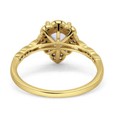 Art Deco Pear Teardrop Halo Ring 