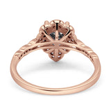 Art Deco Pear Teardrop Halo Ring 