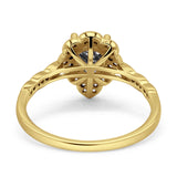Art Deco Pear Teardrop Halo Ring 
