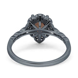 Art Deco Pear Teardrop Halo Ring 