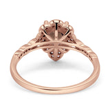 Art Deco Pear Teardrop Halo Ring 