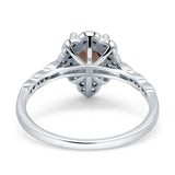 Art Deco Pear Teardrop Halo Ring 