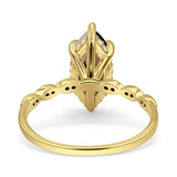 Art Deco Marquise Solitaire Hidden Halo Ring
