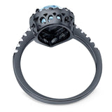 Pear Teardrop Natural Stone Halo Ring