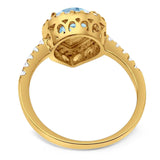 Pear Teardrop Natural Stone Halo Ring