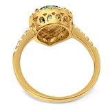 Pear Teardrop Natural Stone Halo Ring