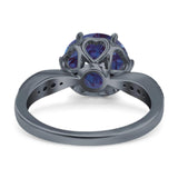 Art Deco Round Natural Stone Promise Ring