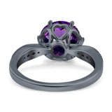 Art Deco Round Natural Stone Promise Ring