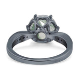 Art Deco Round Natural Stone Promise Ring