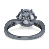 Art Deco Round Natural Stone Promise Ring